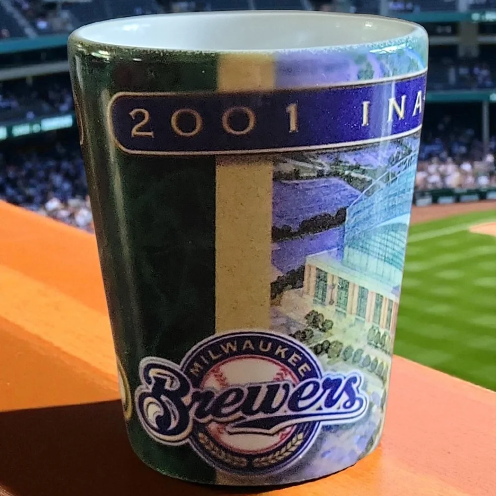 Vtg 2001 Inaugural Season Milwaukee Brewers Miller Park Beer Ceramic Shot Glass